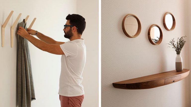 Portemanteau HANG, console SEDAN et miroirs SKON XS